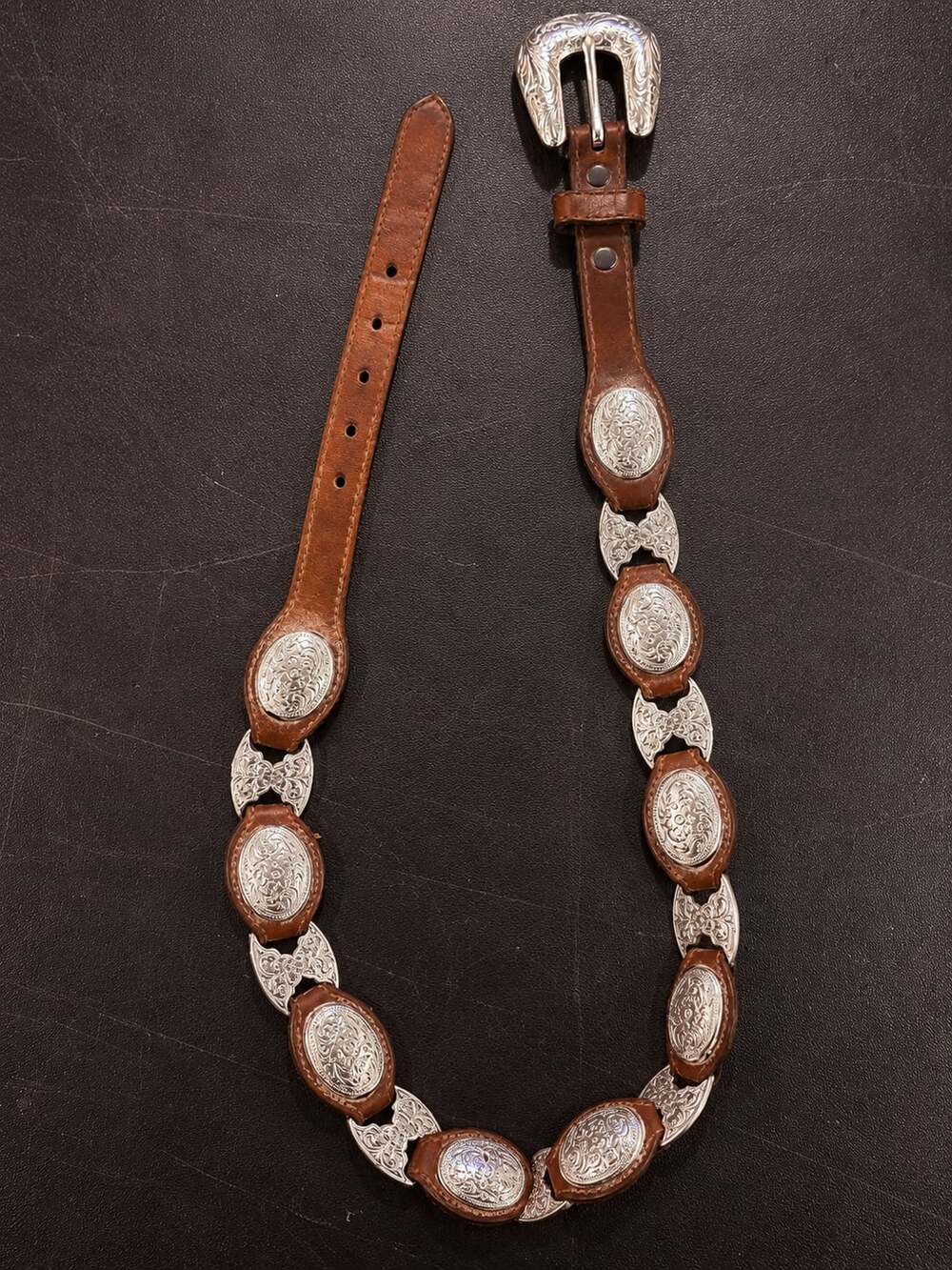 Tony Lama Concho Belt Brown